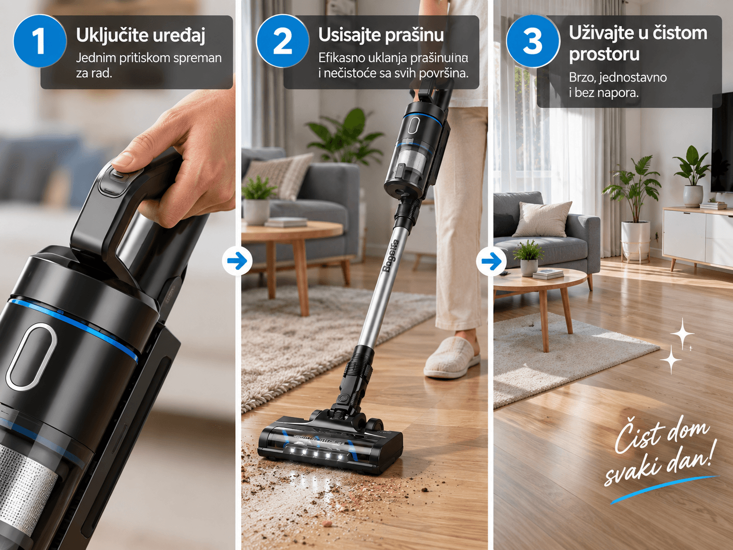 3-u-1 Bežični Štapni Usisivač 3