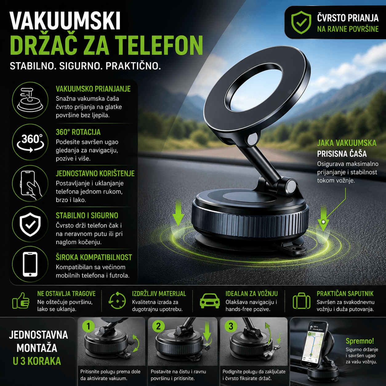 Vakuumski držač za telefon 2