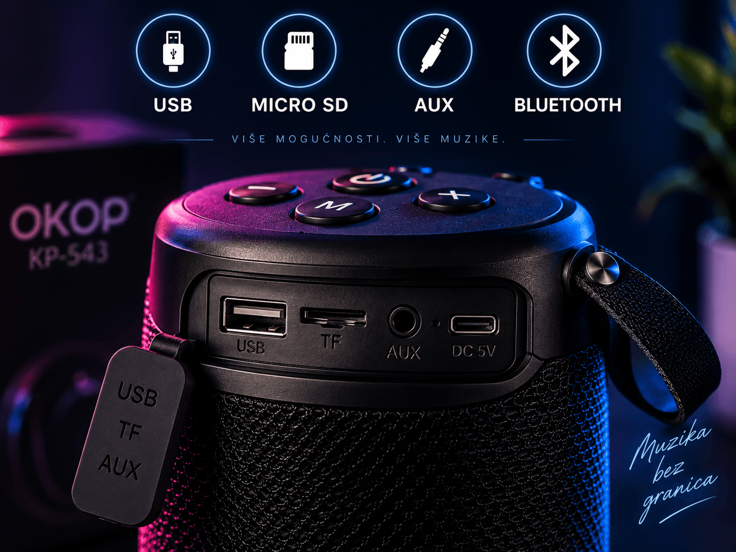 📻 FM radio i USB/Micro SD playback